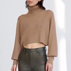 Aritzia Wilfred Sweater XS Rebecca Turtleneck Wool Blend Crop Balloon Sleeve